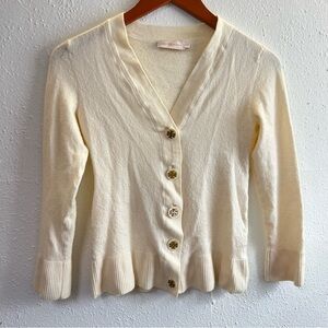 Tory Burch Merino Wool Cream Cardigan
